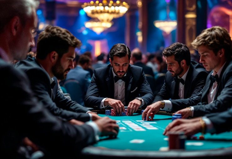 Suasana studio live casino erek29 dengan pencahayaan profesional dan meja permainan
